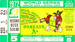 1972 World Series Oakland As Baseball Ticket Art